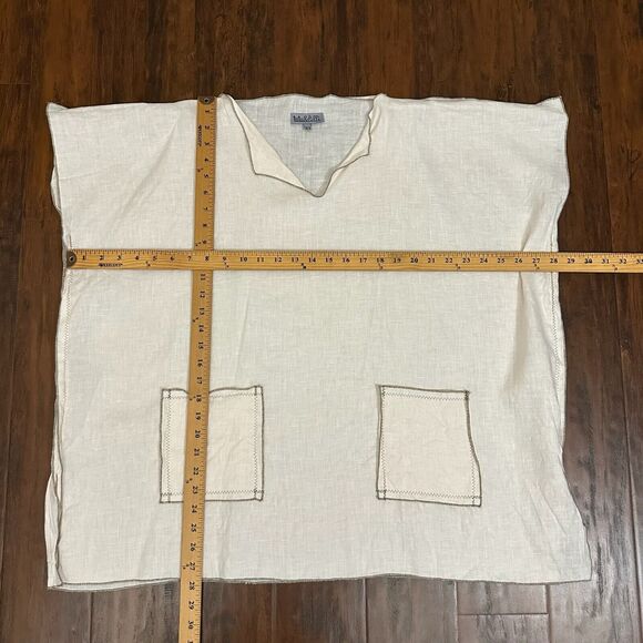 TUTU & LILLI Boxy Linen Top Pale Peach Sheer Slit Patch Pocket NWOT - Picture 8 of 8